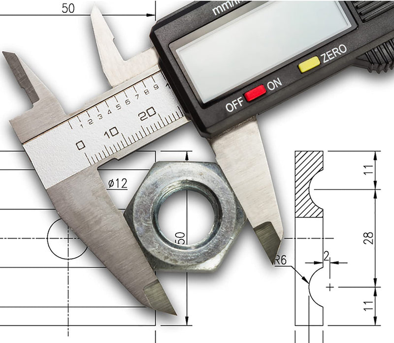 Yansanido Stainless Steel Digital Caliper 0-6" Calipers Measuring Tool Vernier Caliper with Large LCD Screen Inch/mm Conversion Auto-Off Perfect for Household DIY Measurment (Stainless Steel)