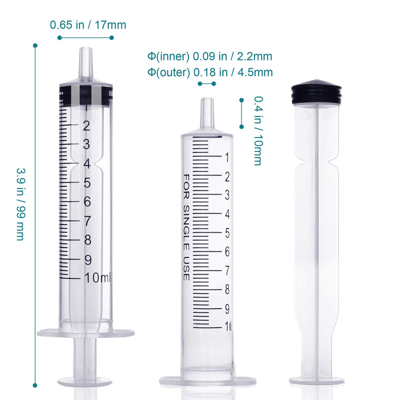 10 Pack 10ml/cc Plastic Syringe Liquid Measuring Syringe Tools Individually Sealed with Measurement for Scientific Labs, Measuring Liquids, Feeding Pets, Medical Student, Oil or Glue Applicator (10ML)