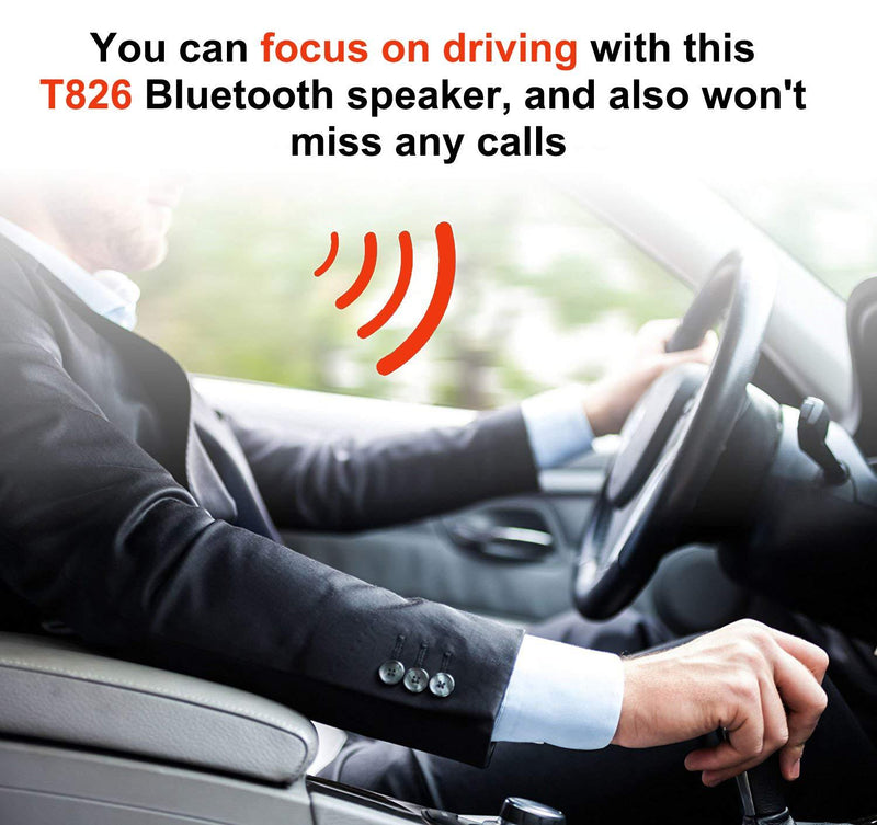 Bluetooth Handsfree Speakerphone for Cell Phone, NETVIP Wireless Car Kit Music Player Adapter with Back-Clip Portable Bluetooth Speaker for Home/Sport/Outdoor, Work with Siri/Google Assistant/TF Card Orange