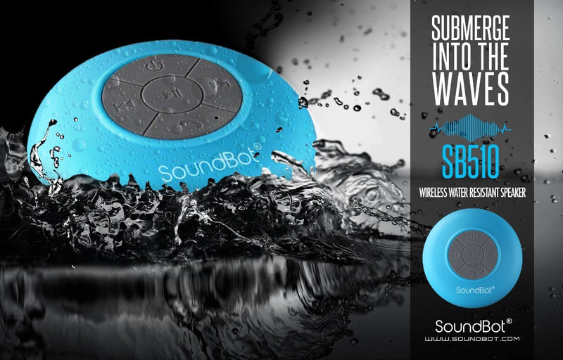 SoundBot SB510 HD Water Proof Bluetooth 4.0 Speaker, Mini Water Resistant Wireless Shower Speaker, Handsfree Portable Speakerphone with Built-in Mic BLK