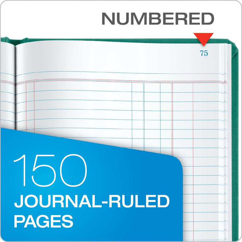 Boorum & Pease 66 Series Account Book, Journal Ruled, Green, 150 Pages, 12-1/8" x 7-5/8" (66-150-J) , Blue 1 pack