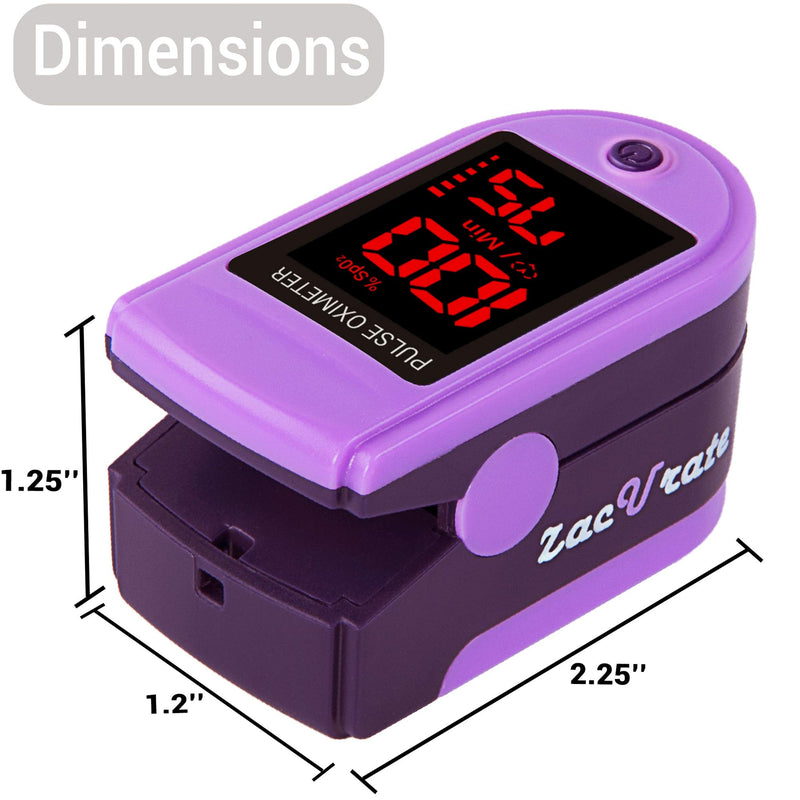 Zacurate Pro Series 500DL Fingertip Pulse Oximeter Blood Oxygen Saturation Monitor with Silicon Cover, Batteries and Lanyard (Mystic Purple)