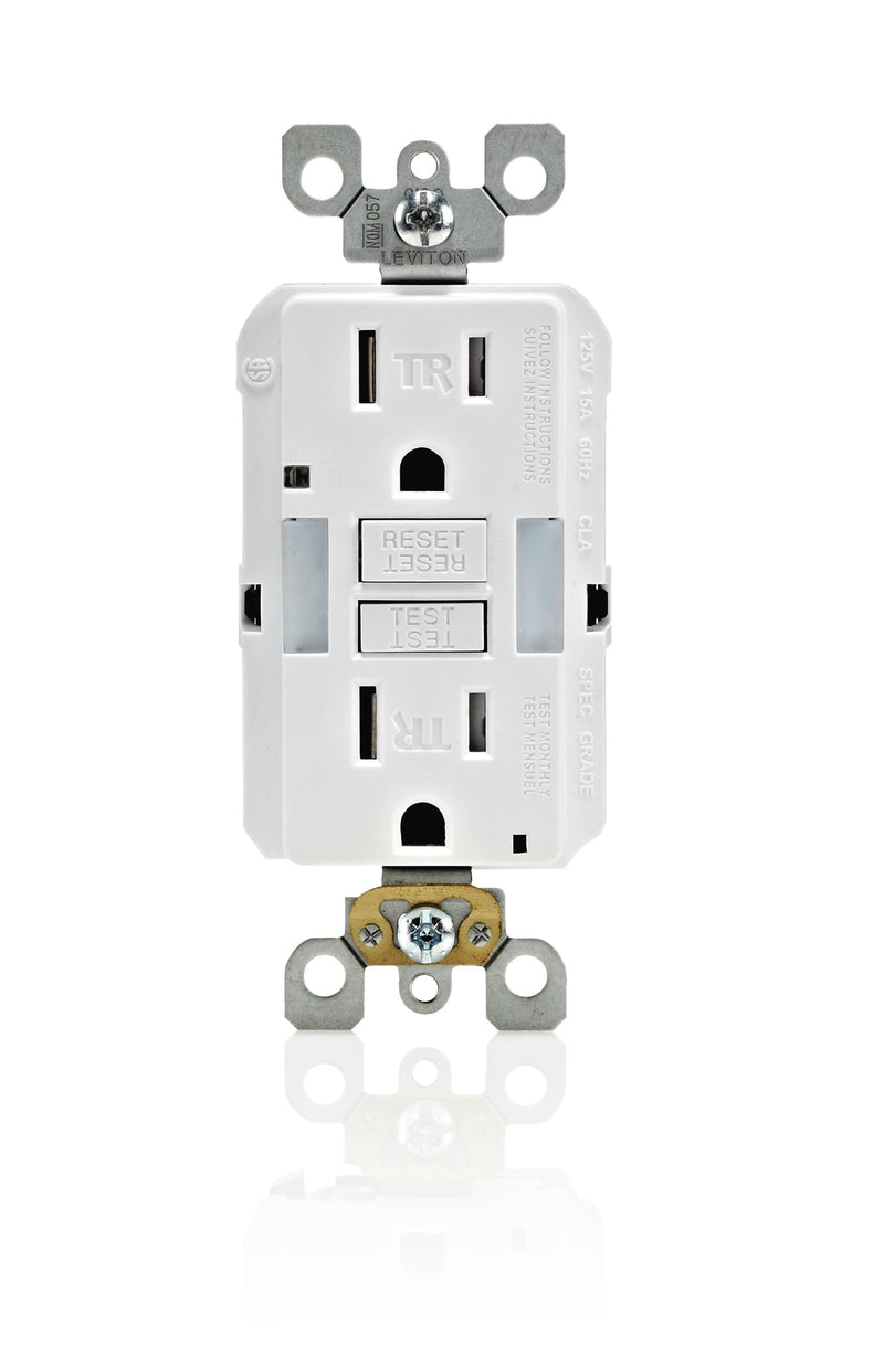 Leviton GFNL1-W Self-Test SmartlockPro Slim GFCI Tamper-Resistant Receptacle with Guidelight and LED Indicator, 15-Amp, White