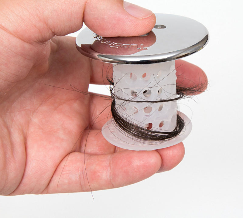 TubShroom Tub Drain Hair Catcher, Chrome â€“ Drain Protector and Hair Catcher for Bathroom Drains, Fits 1.5â€ â€“ 1.75â€ Bathtub and Shower Drains