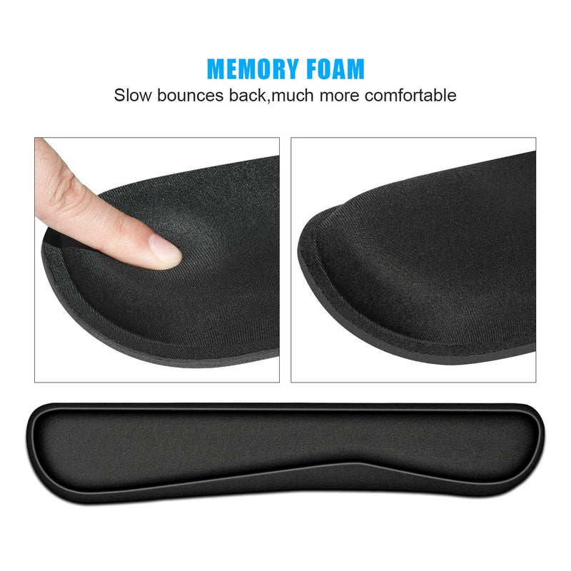 QINGLER Keyboard Wrist Rest Pad 2 Pack, Memory Foam Computer Keyboard Pad, Easy Typing and Pain Relief for Computer, Laptop, Office, 17.3 x 3.5 in, Black