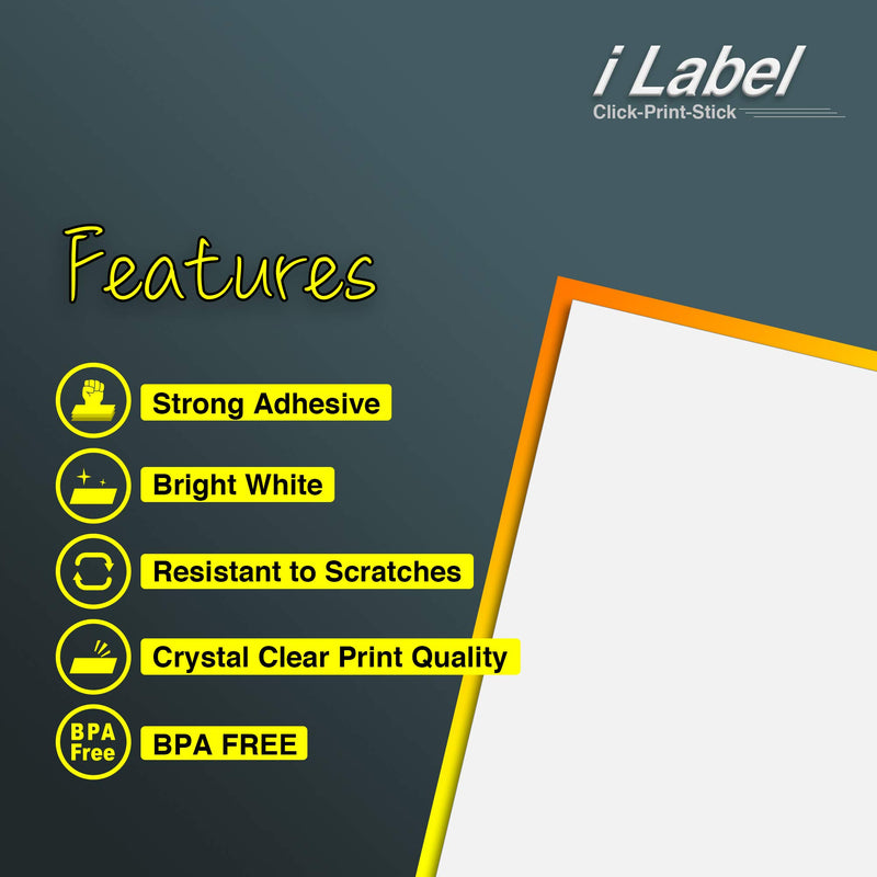 iLable 8.5" x 11" Full Sheet Sticker Paper for Laser & Inkjet Printers[50 Sheets,50 Labels] 50