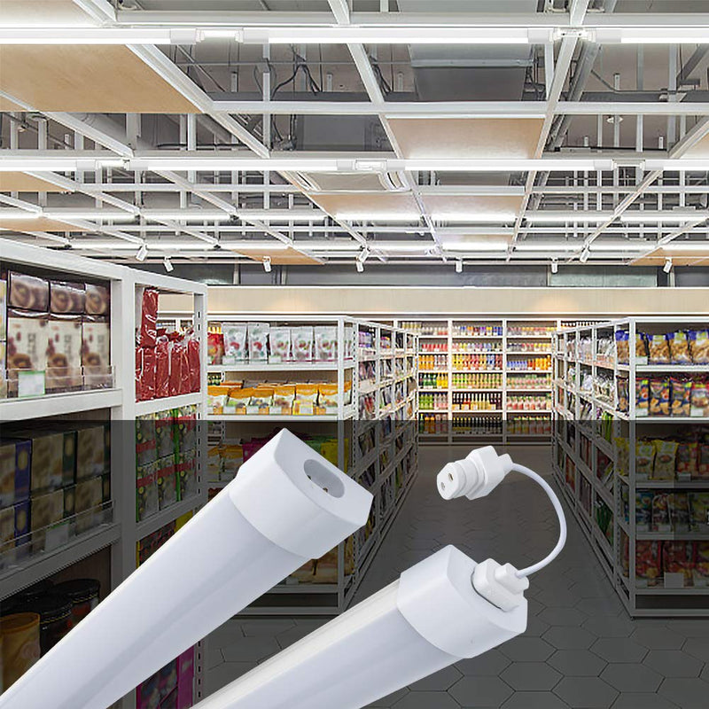Utility LED Shop Light Fixture 2FT 4FT with Plug, Airand Waterproof Linkable LED Tube Light 5000K Under Cabinet Lighting,1800 LM LED Ceiling and Closet Light 18W, Corded Electric with ON/Off Switch 2 FT/With Plug