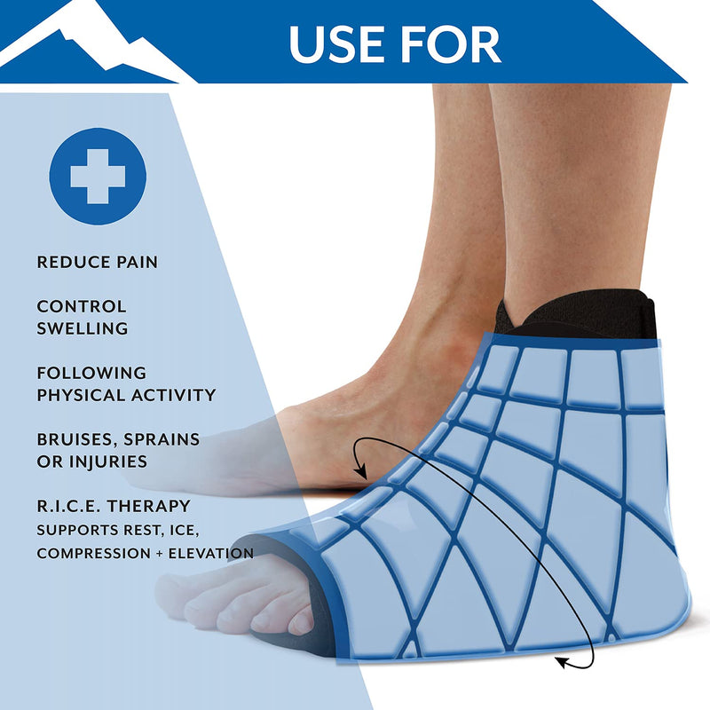Brownmed Polar Ice Foot and Ankle Wrap, Cold Therapy Ice Pack, Universal Size (Color May Vary) - Made in USA