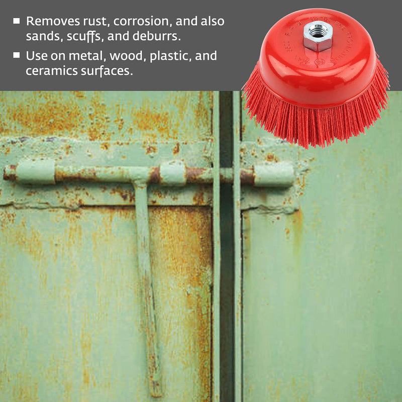 Domisyee 120mm Nylon Cup Brush for Angle Grinder and Drill, M14 Internal Thread, for effective removal of rust, corrosion, paint, scale and metal polishing cleaning