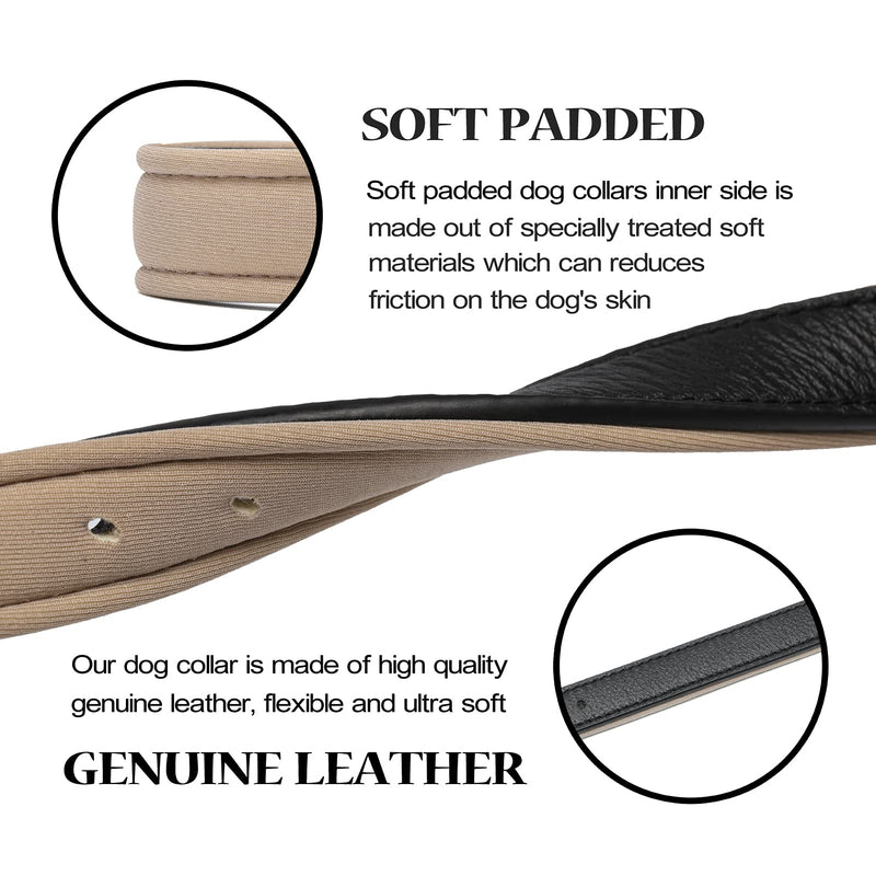 Tanpie Genuine Leather Dog Collar for Large Medium Small Dogs Classic Soft Breathable Waterproof Collars Black Extra Small Extra Small(Pack of 1)