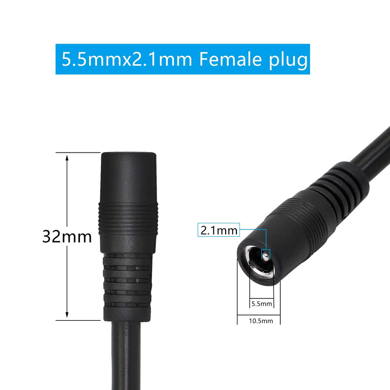 DC Power Extension Cable，DC 5.5mm x 2.1mm Male to Female Power Adapter Cable，3FT 18AWG Heavy Duty Cord for 12V CCTV Wireless IP Camera,LED,Car,More.-2PCS