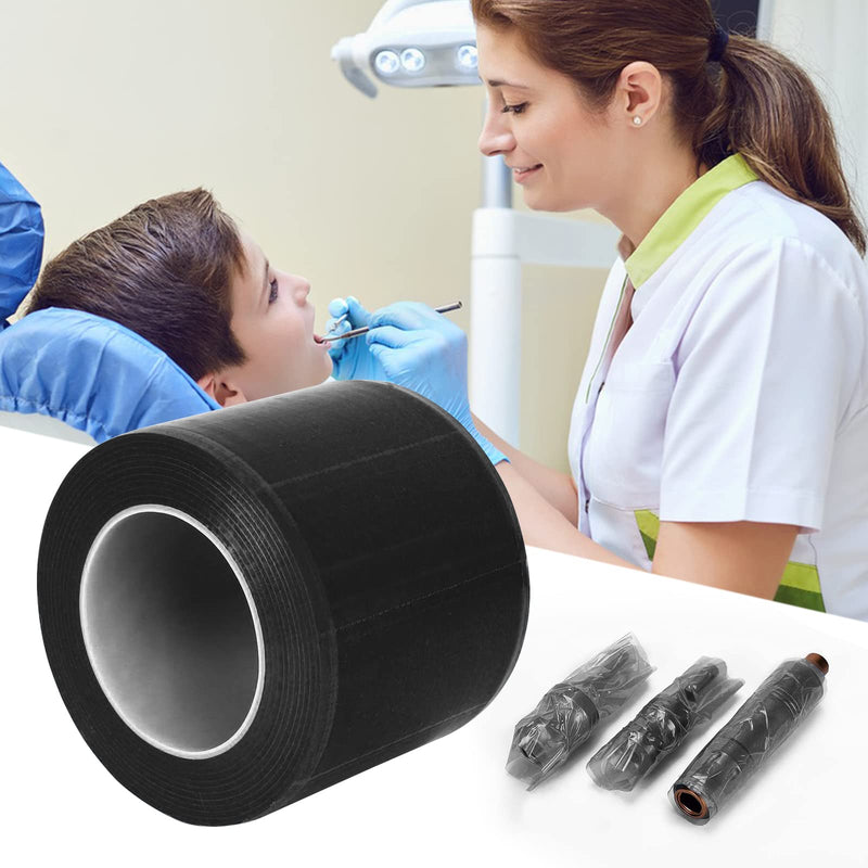 Barrier Film, Disposable Tattoo Barrier Film, Tattoo Cling Film, Barrier Tape Waterproof Film Sticky Wrap, Protective Film for Dental Materials Tattoo Accessories, 1200 Sheets/Roll Film (Black) Black
