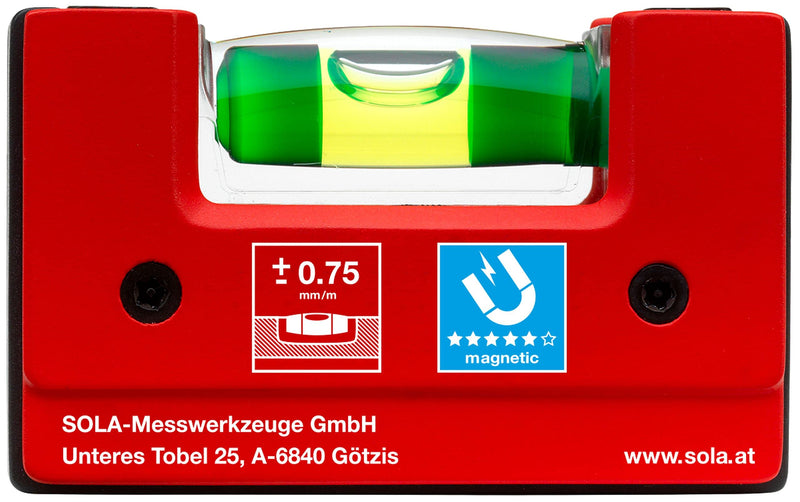 Sola GO! - Mini spirit level made of glass fiber reinforced plastic - Sola spirit level small for electricians - small pocket spirit level GO!