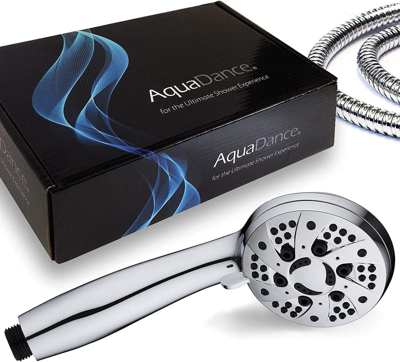 AquaDance High Pressure 6-Setting 3.5" Chrome Face Handheld Shower with Hose for the Ultimate Shower Experience! Officially Independently Tested to Meet Strict US Quality & Performance Standards