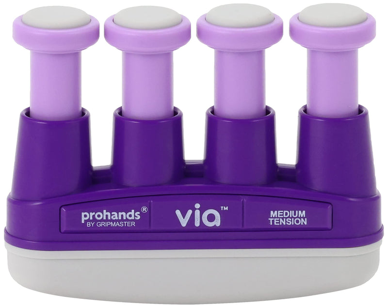 PROHANDS VIA Hand Exerciser, Finger Exerciser (Hand Grip Strengthener), Spring-Loaded, Finger-Piston System, Isolate and Exercise Each Finger 6 lb (Medium Tension) Purple - Via