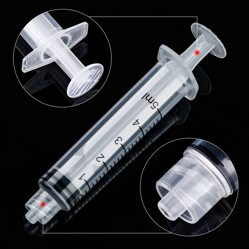 20 Pack Syringe Luer Lock, Syringe Without Needle, Plastic Curved Syringes for Epoxy Resin, Craft, Scientific Labs, Feeding Pets Animals, Oil or Glue Applicator (5 ML) 5 ML