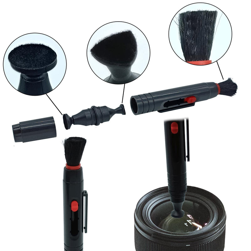 Lens Cleaning Kit Contains 2 Pcs Rubber Rocket Air Blower Duster, Lens Cleaning Pen, Blower Brush Dust Cleaner and Carrying Pouch, for Lens, Camera, SLR, Telescope, Magnifying Glass, Phone