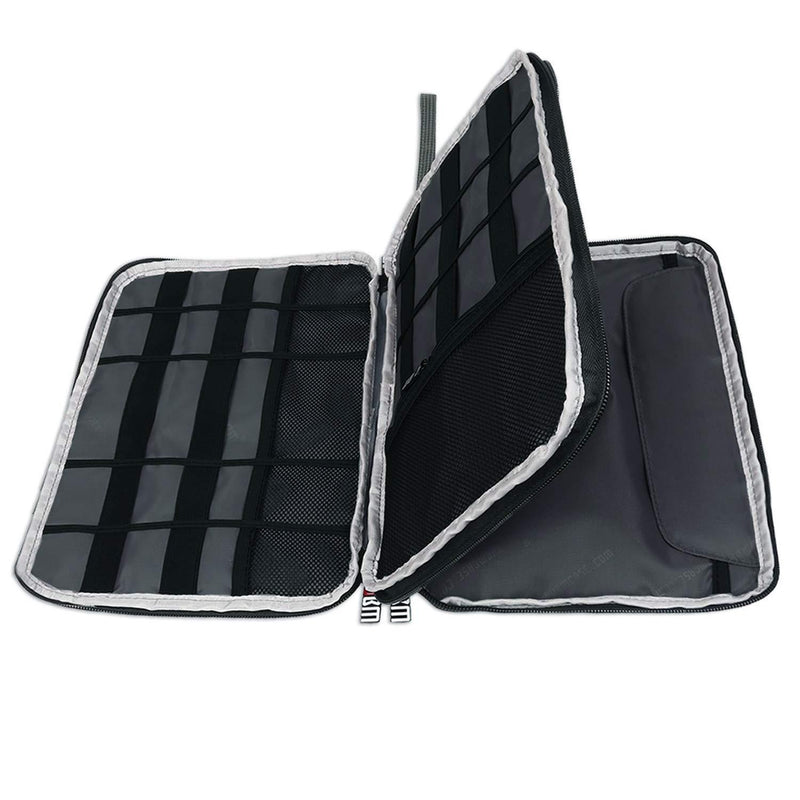 BUBM Double Layer Electronics Organizer/Travel Gadget Bag For Cables,Memory Cards,Flash Hard Drive and More,Fit For iPad Or Tablet(Up To 9.7")--Large, Black Large,2-layer