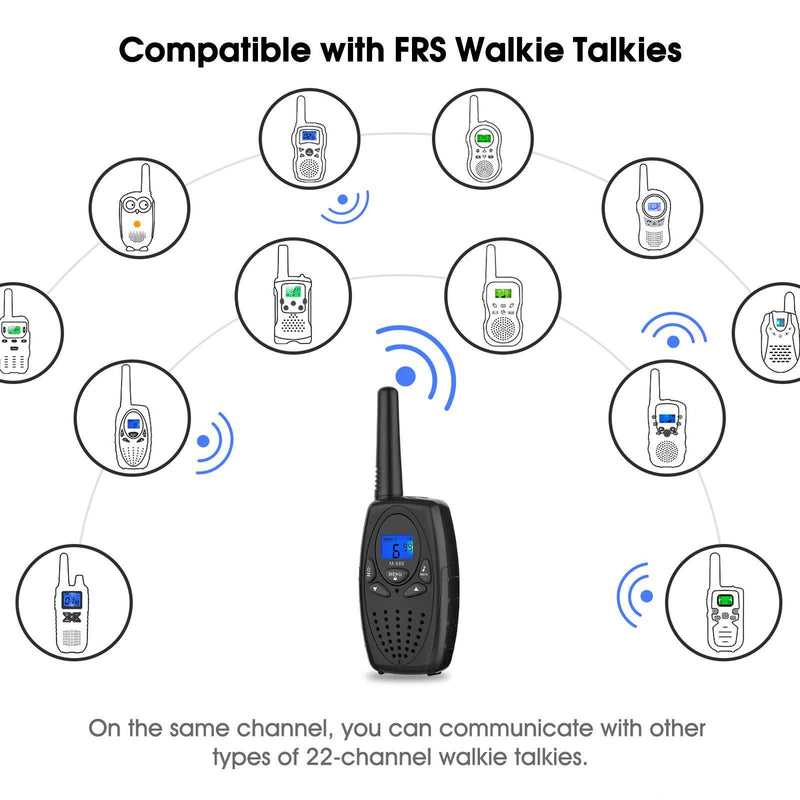 Walkie Talkies for Adults, Topsung M880 FRS Two Way Radio Long Range with VOX Belt Clip/Hand Held Walky Talky with 22 Channel 3 Miles for Family Home Cruise Ship Camping Hiking (Black 2 in 1) M880 black