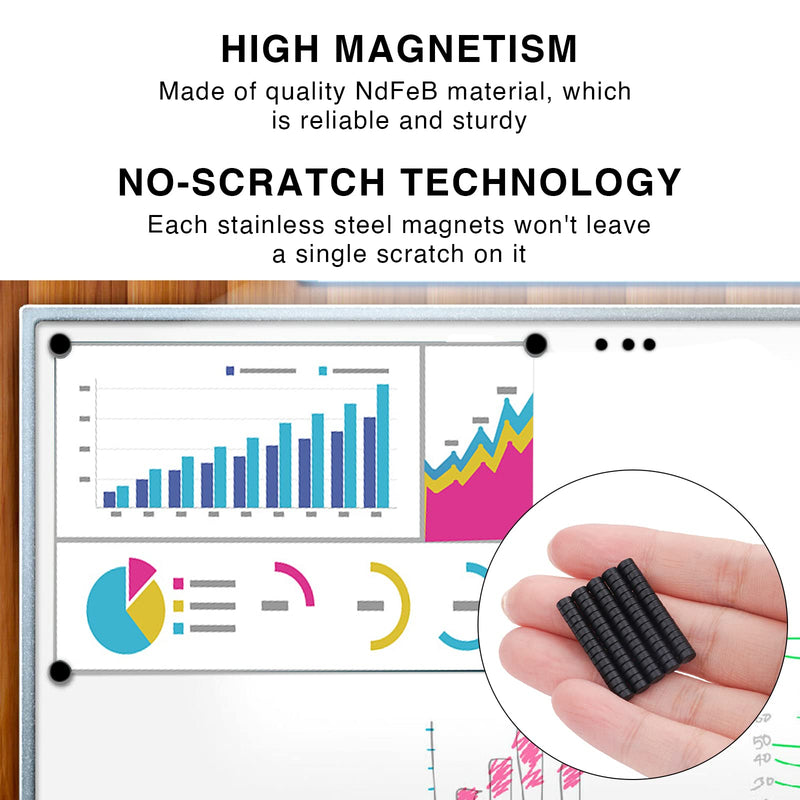 TRYMAG Miniature Magnets 120 Pcs, 3x2mm Tiny Magnets Small Black Round Neodymium Disc Magnets Mini Rare Earth Magnets for Fridge, Crafts, Whiteboard, DIY, Science A6：3x2mm 120Pcs-Black
