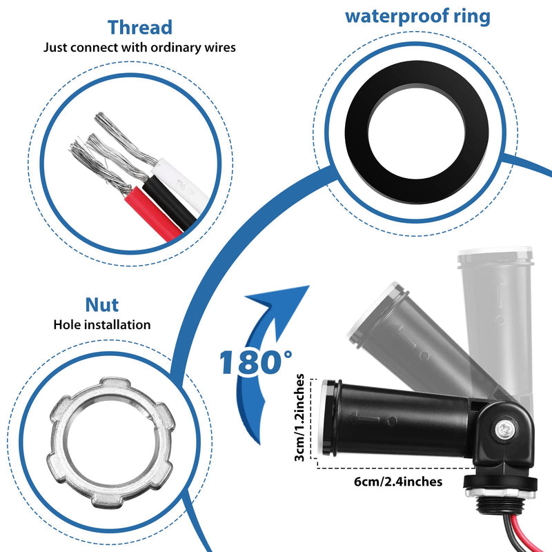 4 Pieces Photocell Sensor Switch Dusk to Dawn Photocell Sensor Outdoor Photoelectric Switch for Outdoor Wall Porch Light (120V)