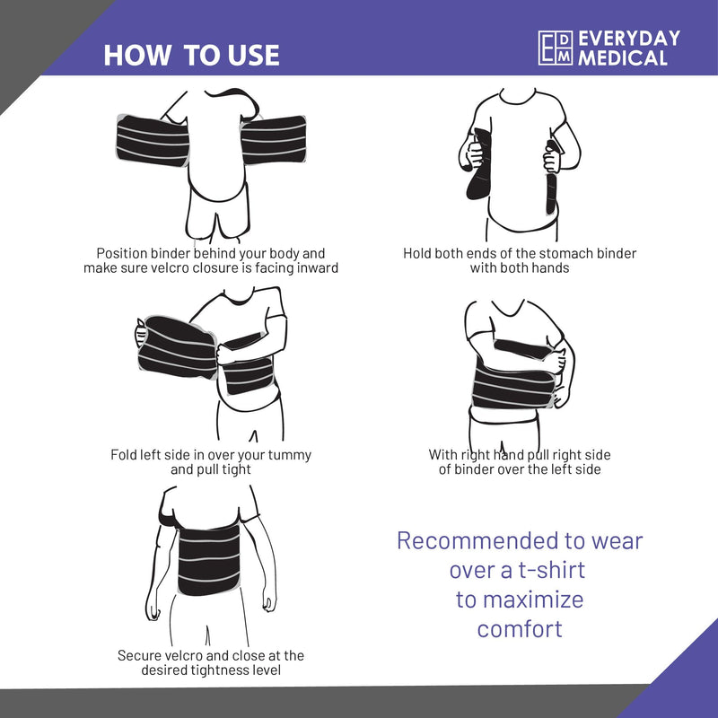 Everyday Medical Plus Size Post Surgery Abdominal Binder I Bariatric Stomach Wrap I Hernia Support for Women and Men I Obesity Girdle Great for Liposuction, Postpartum, C-Section (2XL (38-62 in)) 2X-Large (Pack of 1)