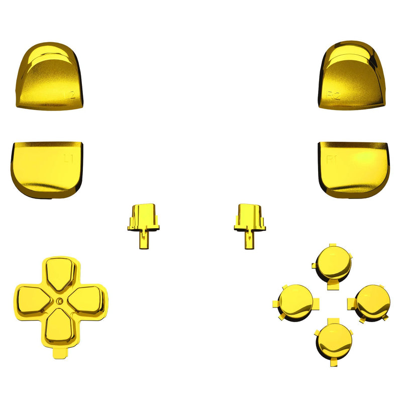 eXtremeRate Replacement D-pad R1 L1 R2 L2 Triggers Share Options Face Buttons for PS5 Controller, Chrome Gold Full Set Buttons Repair Kits for Playstation 5 Controller - Controller NOT Included