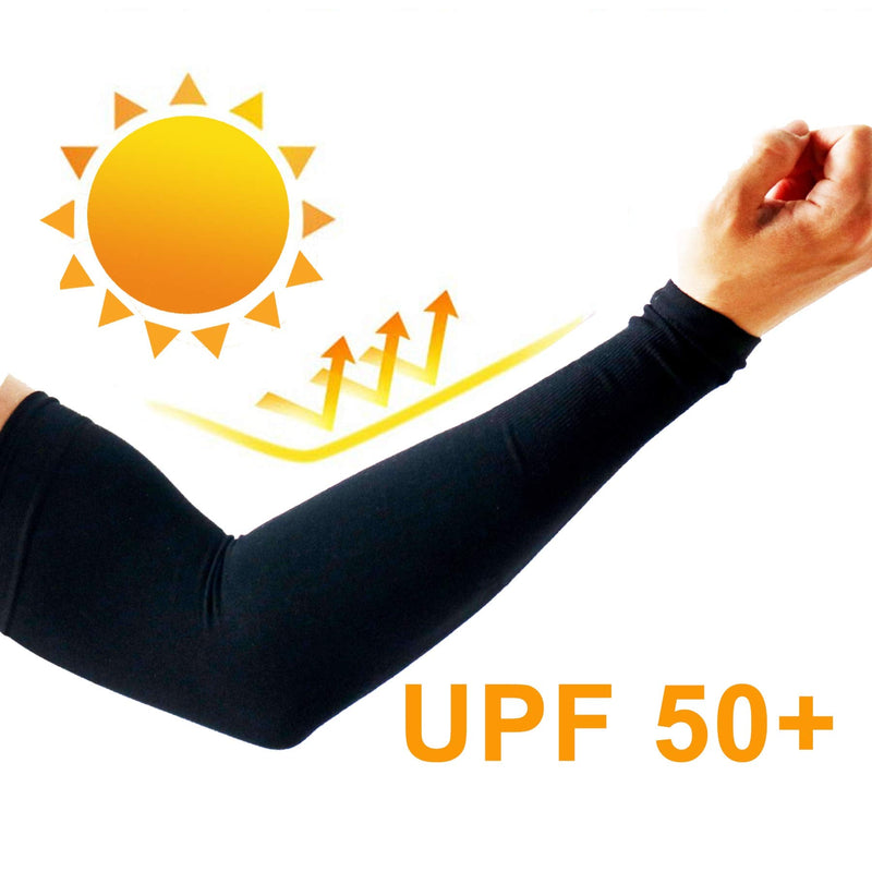 PFFY 2 & 4 Pairs UV Protection Cooling Arm Sleeves for Men and Women UPF 50 Sun Sleeve 2 Pairs Black