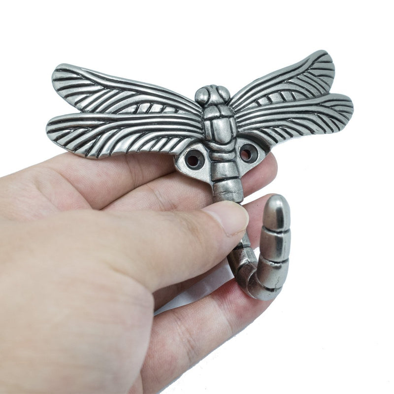 Dragonfly Wall Mounted Hanger Hooks - Decorative Heavy Duty Coat Tower Shower Curtain Robe Hooks with Screws for Clothes, Hat, Bags, Key(Pack of 4)