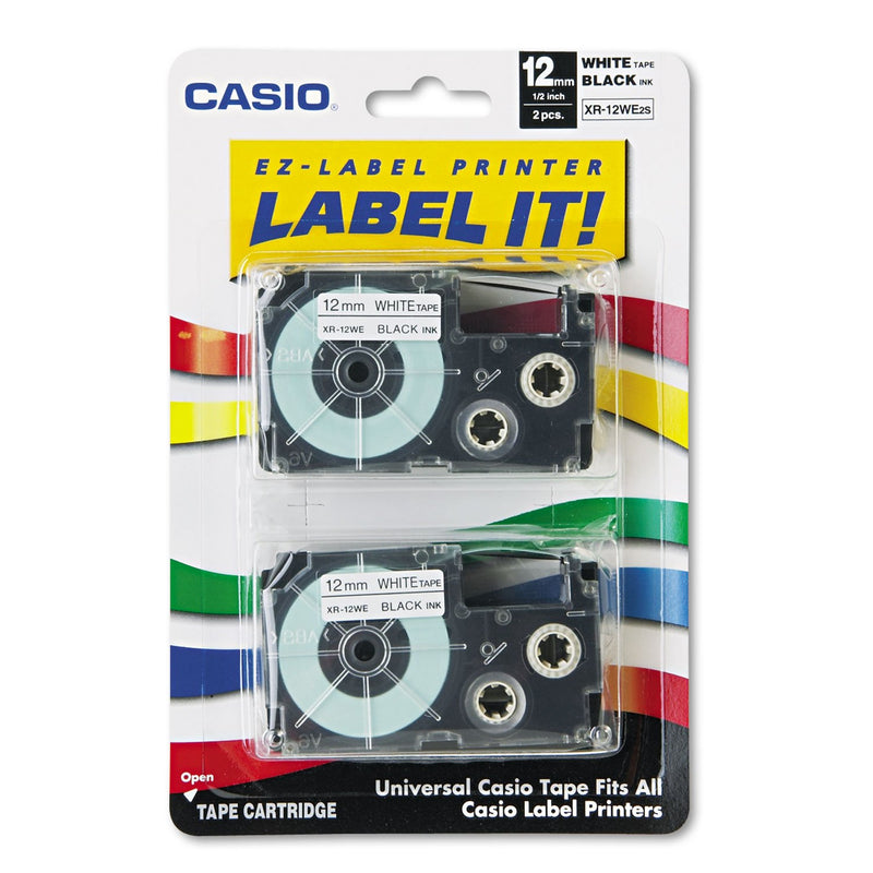 "Tape Cassettes for KL Label Makers, 9mm x 26ft, Black on Silver, 2/Pack"