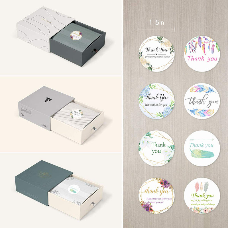 1.5 Inch Thank You Stickers Roll for Small Business, 16 Designs Thank You Labels for Bubble Packaging Mailers, Envelopes, Bakery Box, Wedding Favors Sealing (1000 Pcs)