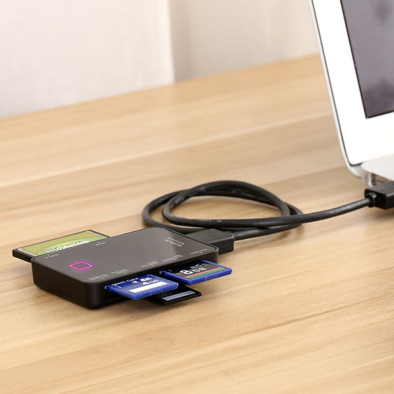 SD Card Reader, Zedela USB 3.0 Card Reader for Micro SD/SDXC/CF/SD/SDHC/MS/XD/T-Flash/MMC Camera Memory Card,7 in 1 Adapter USB Card Reader/Writer(5Gbps) for Mac OS,Windows,Linux,Chrome, with 21in USB Black 2
