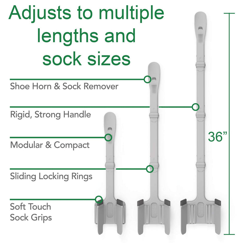 Sock Ox - Extended Length Sock Remover and Long Shoe Horn - Easy On and Off Stocking Slider - Dressing Aid for Senior Men and Women