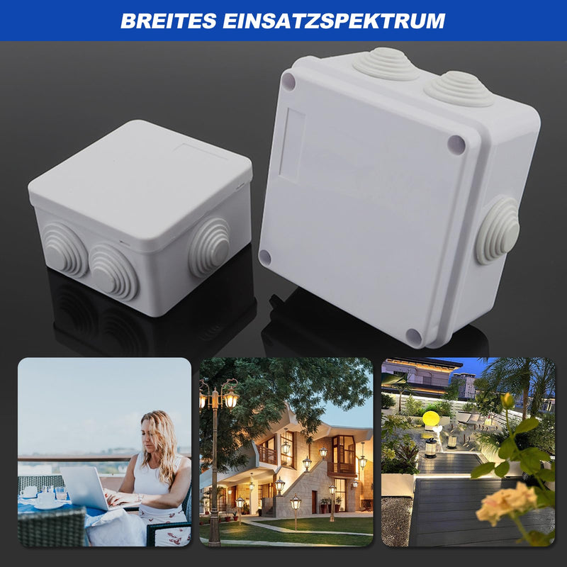 Pack of 4 junction boxes, waterproof junction boxes, ABS housing junction box, waterproof junction box with screws for distribution box, wet room, outdoor, indoor, garden, street