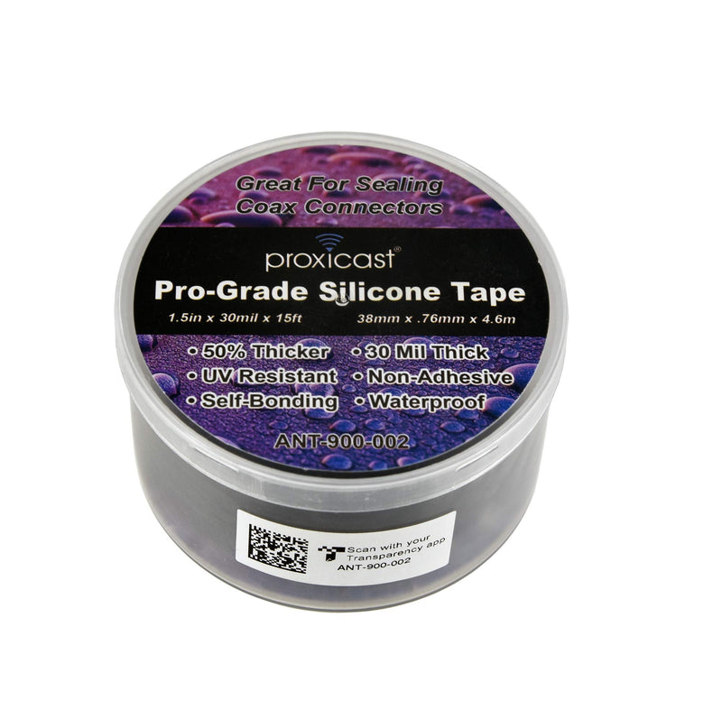 Proxicast Pro-Grade Extra Strong 30mil Weatherproof Self-Fusing Silicone Rubber Sealing Tape For Outdoor Antenna Coax & Electrical Cables, Hose/Pipe Leaks & Emergency Repairs (1.5" x 15' roll) - Black 1