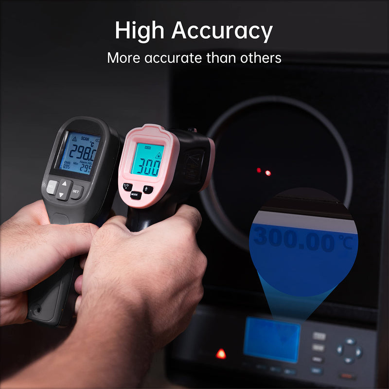 ERICKHILL Infrared Thermometer, -50°C~400°C (-58°F~752°F) Temperature Gun Non-Contact Digital Laser Thermometer with Adjustable Emissivity and Temp Alarm for Cooking Rook Repairs, Pink Pink, -50°C~400°C (-58°F~752°F)