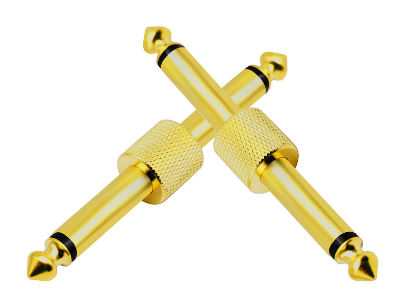 zdyCGTime 2-Pole 6.35mm 1/4"Audio Mono Male to Male Pedal Coupler Guitar Effects Pedal to Pedal Connector (Gold-2 Pack)(2-Pole)
