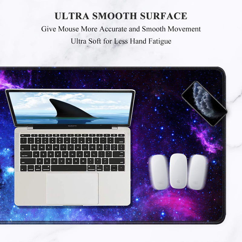 Auhoahsil Large Mouse Pad, Full Desk XXL Extended Gaming Mouse Pad 35" X 15", Waterproof Desk Mat with Stitched Edges, Non-Slip Laptop Computer Keyboard Mousepad for Office and Home, Galaxy Design Amazing Galaxy XXL - Extended size 35.6”x15.8”