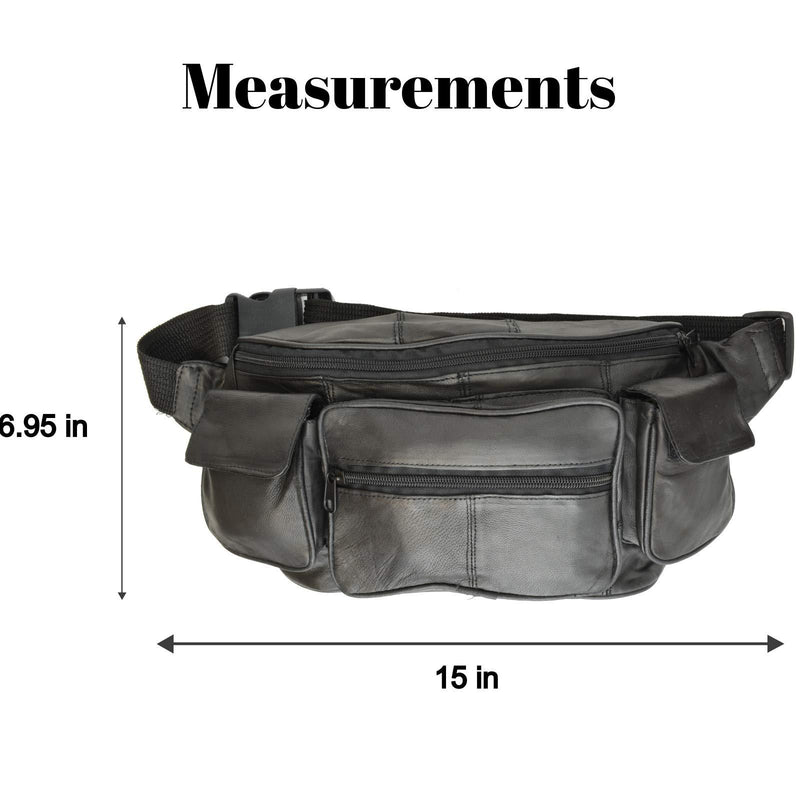 Private Label Large Black Genuine Lambskin Leather Fanny Pack Waist Bag with Cell Phone Pouch