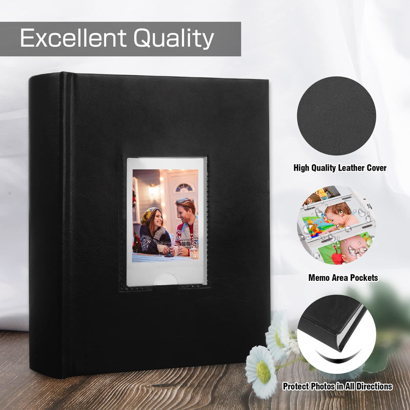 Photo Album for Fujifilm Instax Mini Camera, 180 Pockets Instax Mini Album with Memo Areas, 2X3 Photo Album for Polaroid 2x3 ZINK Film Camera, Fujifilm Instax Mini 11 9 8 40 Evo Instant Camera, Black