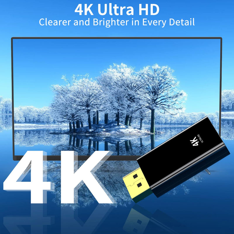 4K DisplayPort to HDMI Adapter , [High-Speed, 2K 60Hz, 1080p 120Hz] Uni-Directional Display Port DP to HDMI Passive Adapter Compatible for HP, HDTV, Dell, GPU, AMD, NVIDIA,Projector, PC,Desktop More. 1-Pack 4K