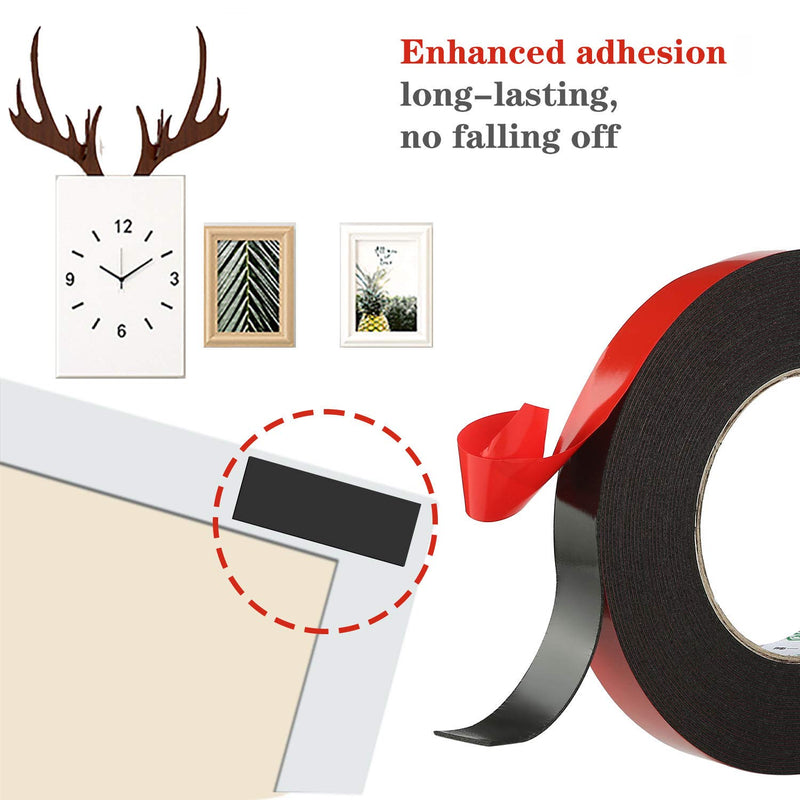 1 Pack PE Foam Double Sided Tape, Waterproof Mounting Adhesive Tape Roll for Doors/Plumbing/HVAC/Windows/Pipes/Construction, Black Tape(2 inch 33 Ft) 2 inch 33 Ft