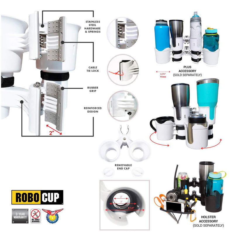 ROBOCUP 12 Colors, Best Cup Holder for Drinks, Fishing Rod/Pole, Boat, Beach Chair/Golf Cart/Wheelchair/Walker/Drum Sticks/Microphone Stand… Black