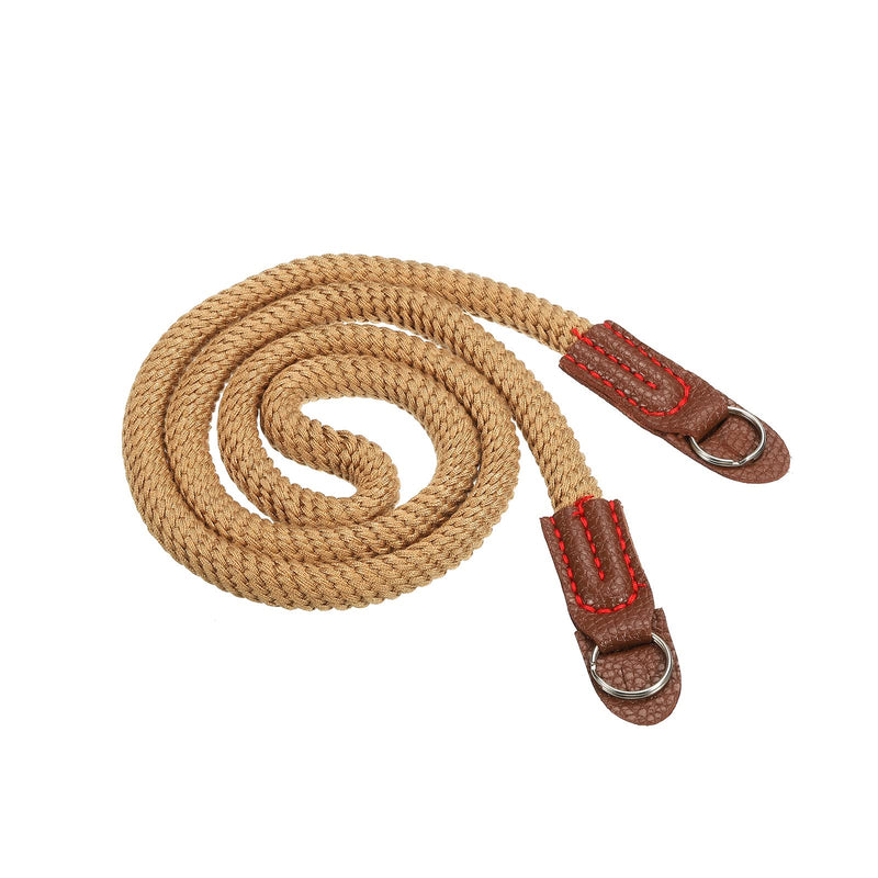 PATIKIL Camera Shoulder Strap, Cotton Soft Long Woven Round Cord Rope Holder with Mounting Ring Brown