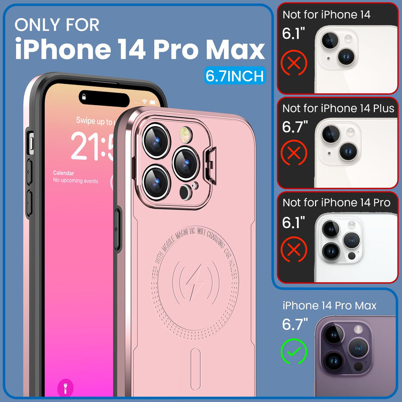 ICREEFUN for iPhone 14 Pro Max Case with Camera Cover [12FT Military Grade Shockproof] [Anti-Scratch& Anti-Fingerprint] iPhone Case for iPhone 14 Pro Max Case 6.7 Inch Pink