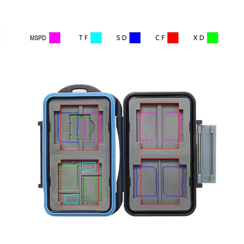 JJC MC-5 Waterproof Holder Storage Memory Card Case for 4PCS CompactFlash(CF) 2PCS Micro SD2 PCS SecureDigital(SD) 2PCS MemoryStick Pro Duo 2PCS XDPictureCard(XD)