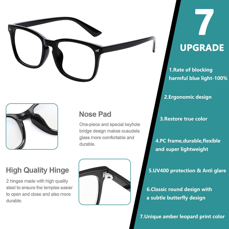 Blue Light Blocking Glasses - Women/Men 3Pack Computer Reading Gaming Anti Eyestrain Blue Light Glasses Non Prescription A1 Black+douhua+toumin