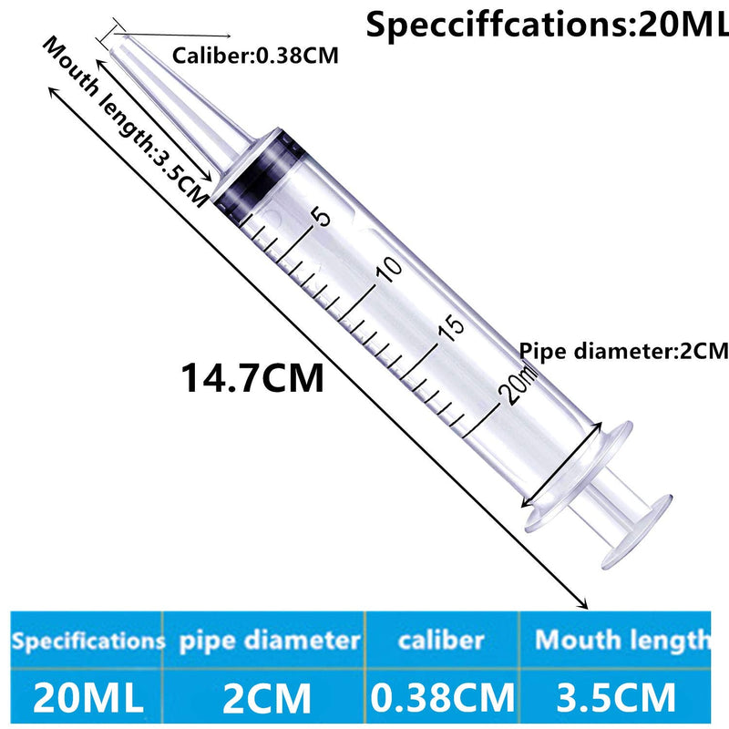 3 Pack 20ml Plastic Syringes, Individually Sealed Syringe for Scientific Labs, Feeding Pets, Oil or Glue Applicator