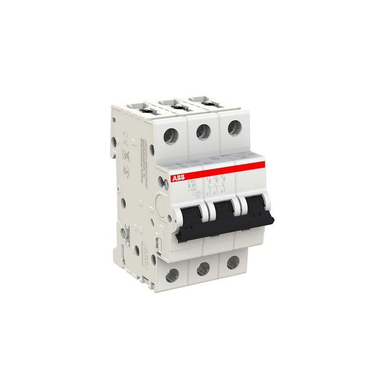ABB S200 MCB circuit breaker type B, 3-pole 20A 400V, breaking capacity 6 kA System Pro M Compact