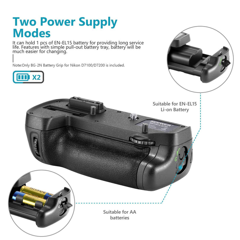 Neewer Vertical Battery Grip Replacement for MB-D15 Works with EN-EL15 Battery or 6 Pieces AA Batteries for Nikon D7100 D7200 Digital SLR Camera